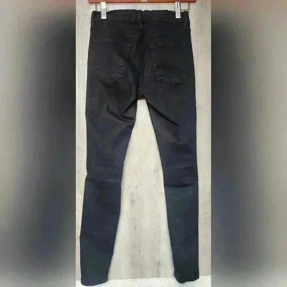 Frame Denim Le Skinny De Jeanne Jeans in Film Noir Black Distressed Size 24 - Picture 5 of 9